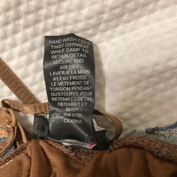 Vintage Guess Ruffled Baby Doll Dress Women's S Brown Teal Fairy Lace Y2K - Picture 10 of 10